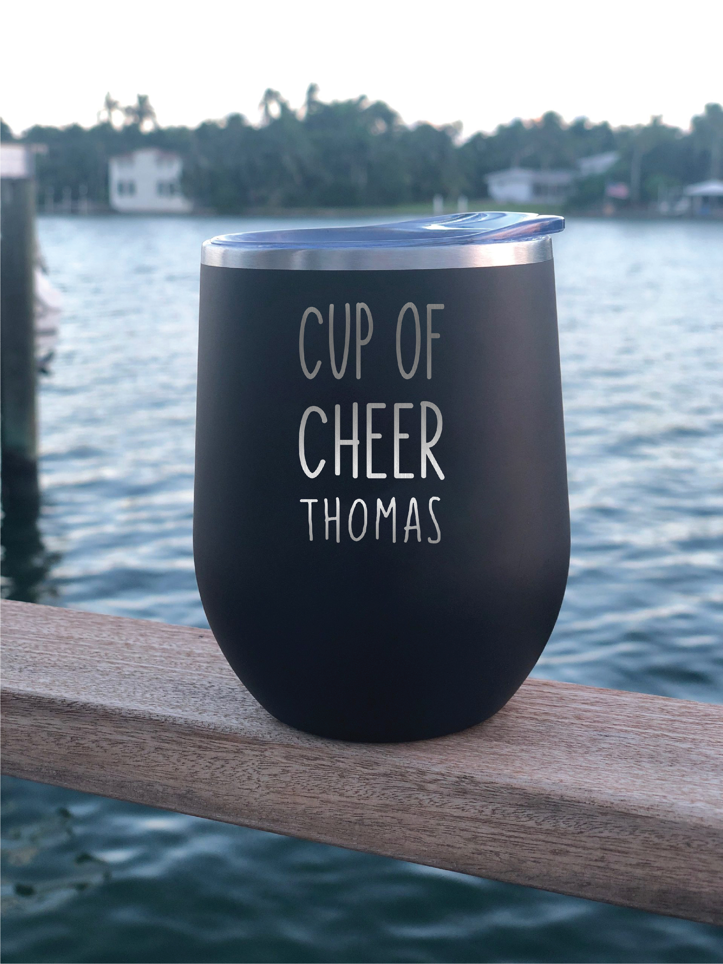 Cup of Cheers Black Wine Personalised Vacuum Insulated Stainless Steel Tumbler with Lid